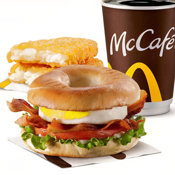 St. Catharines ON McDonald's Plain Bacon 'N Egg Bagel Extra Value Meal [700-730 Cals]