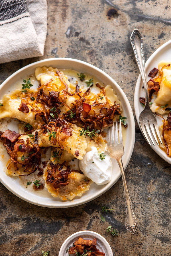 St. Catharines ON Pete's Pizza Pierogies with Bacon & Onion