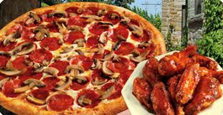 St. Catharines ON Kully's Original Sports Bar Medium Pepperoni Pizza 2lbs of Wing