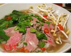 Nanaimo Pho VTa Vietnamese Restaurant Pho Tai - Beef noodle soup with rare beef slices.