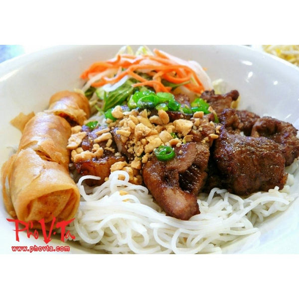 Pho Tasty Grilled Meat And Spring Rolls With Vermicelli - Bun Cha Gio, Thjt Nuong