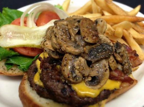 MR MIKES SteakhouseCasual Bacon Mushroom Mikeburger